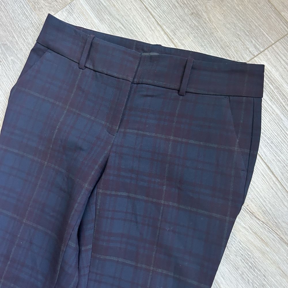 Ann Taylor Size 6 Modern Fit Dark‎ Sky Plaid Straight Leg Stretch Dress Pants